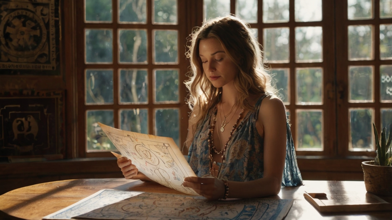 Kobieta studiująca astrologię